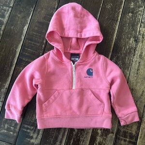 Carhartt Baby Pink Half-Zip Hooded Sweatshirt